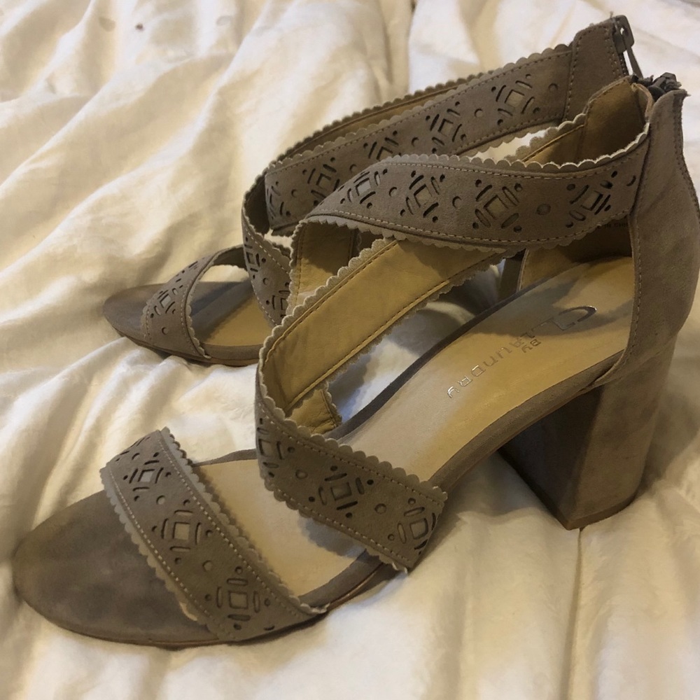 CL by Laundry Suede Zip back Block heels